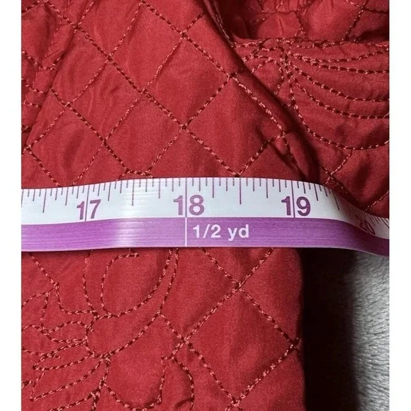 RQT Womens Size PM Quilted Jacket Red Petite Lightweight Button Front Embroidery - Picture 8 of 15